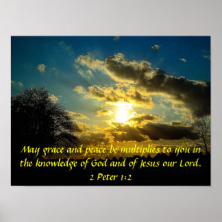 Póster Gracia y paz biblia verso 2 Peter 1:2 poster