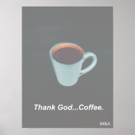 Póster Gracias a Dios por el café azul blanco y malva