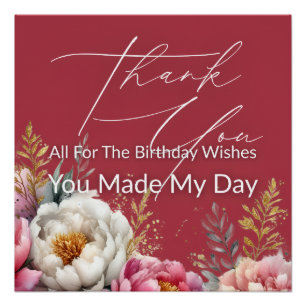 Póster Gracias a Todos Por Las Felicitaciones De Cumpleañ