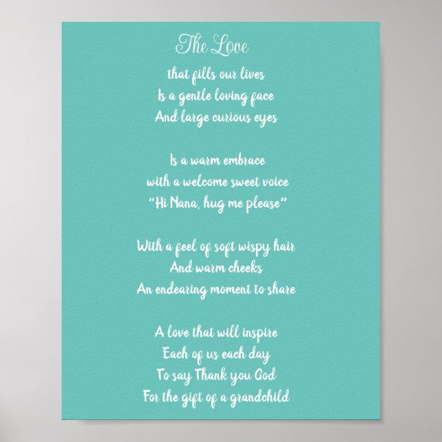 Póster Gracias abuela. Poema abuelo azul (Frente)