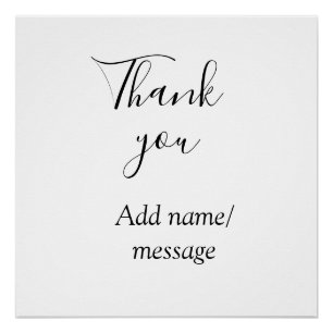Póster Gracias agregar nombre mensaje caligrafía simple e
