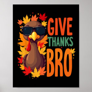 Póster Gracias Bro Cute Turkey Toddler Gracias
