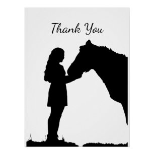 Póster Gracias Chica con caballo