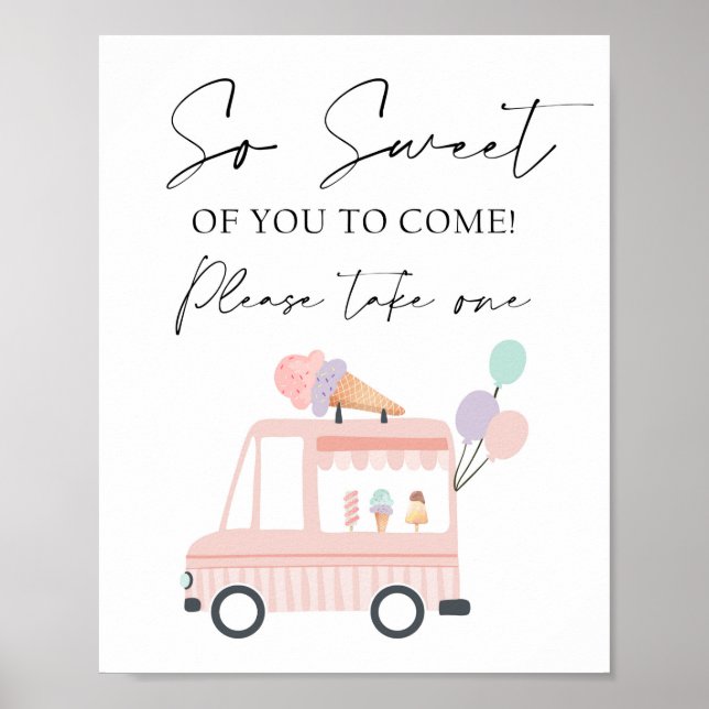 Póster Gracias Cream Cream Truck Favor Mesa Cumpleaños (Frente)