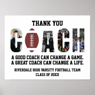 Póster Gracias Entrenador de Fútbol Deportes Del Equipo C