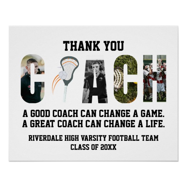 Póster Gracias Entrenador de Lacrosse (Anverso)