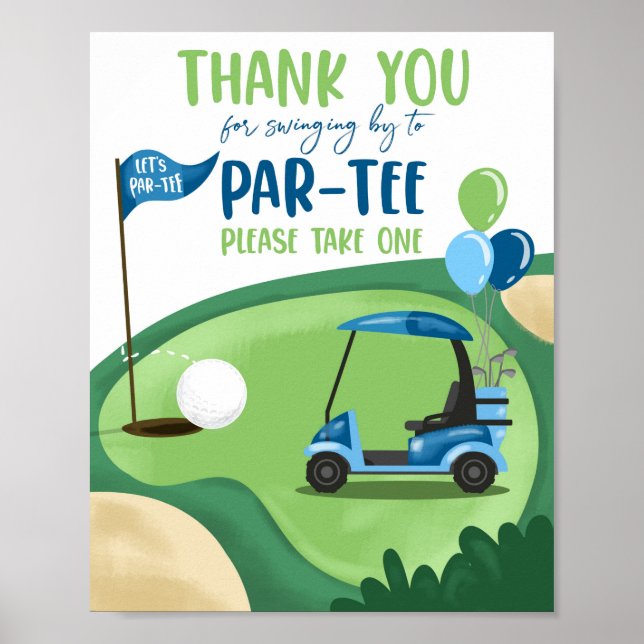 Póster Gracias Golf Par-Tee Boy Rótulo de cumpleaños (Frente)