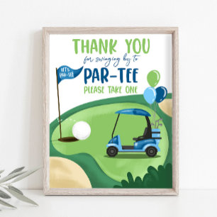 Póster Gracias Golf Par-Tee Boy Rótulo de cumpleaños