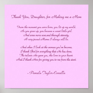 Póster Gracias, hija, por hacerme a una mamá, de…