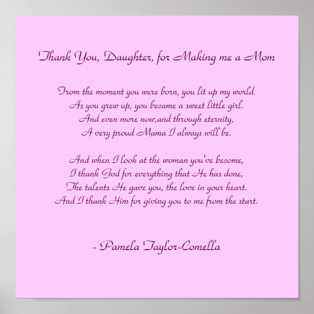Póster Gracias, hija, por hacerme mamá, de... (Frente)