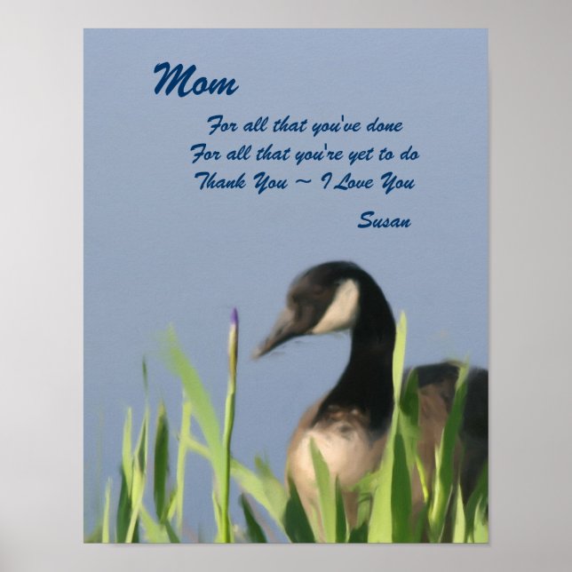 Póster Gracias mamá Canadá Goose Art Personalizado (Frente)