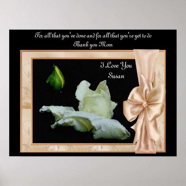Póster Gracias Mamá Rosebud Poster personalizado (Frente)