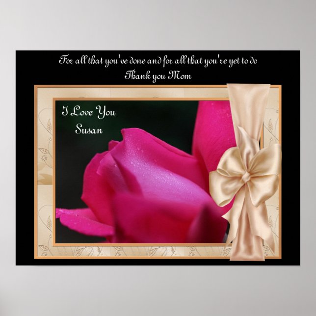 Póster Gracias Mamá Rosebud Poster personalizado (Frente)