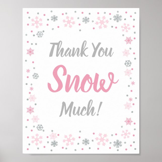 Póster Gracias Nieve Mucho Rótulo Favor del Invierno (Frente)