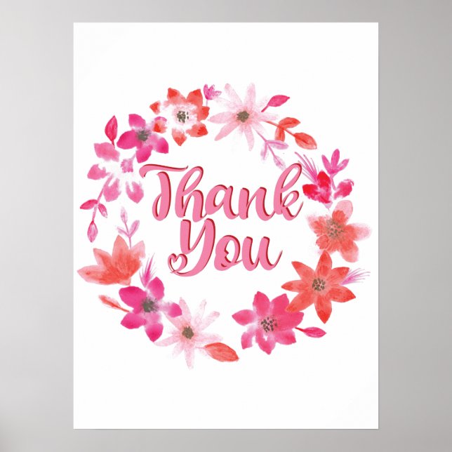 Póster Gracias Nota - Floral Handwriter Muchas Gracias (Frente)