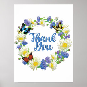 Póster Gracias Nota - Floral Handwriter Muchas Gracias