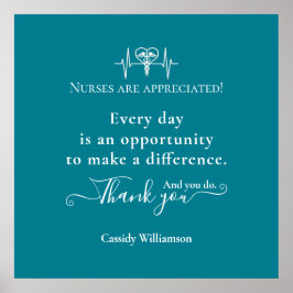 Póster Gracias paciente Poster a enfermera personalizada