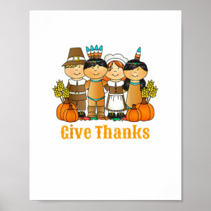 Póster Gracias Peregrino Calabaza India Acción de Gracias