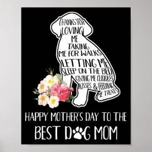 Póster Gracias por amar feliz día de las madres al perro 