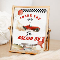 Gracias por competir en un coche de carreras rojas