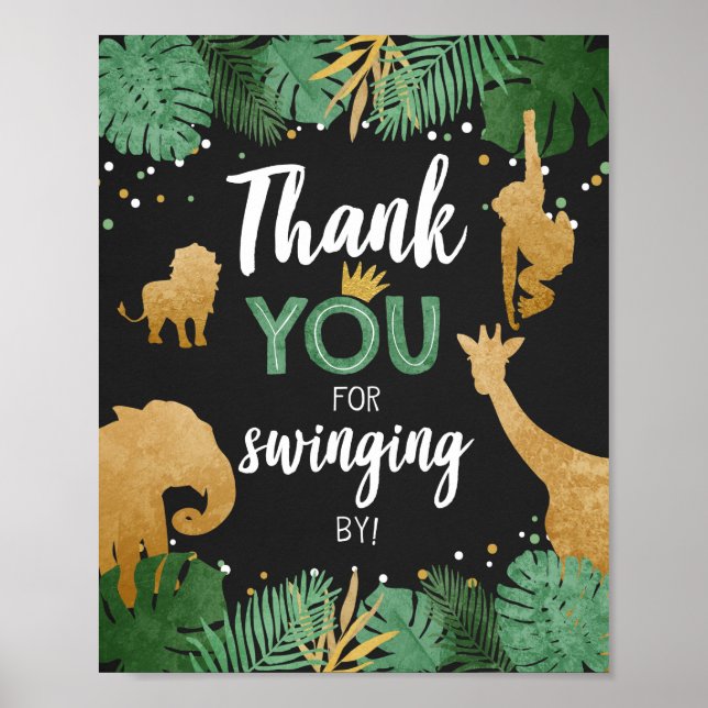 Póster Gracias Por El Cumpleaños De Los Animales Safari (Frente)