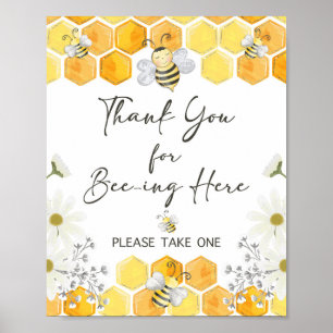 Póster Gracias por el Rótulo Bee-ing Here Honey Bee