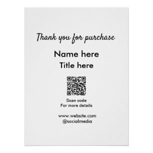 Póster Gracias por la compra nombre título aquí escanear