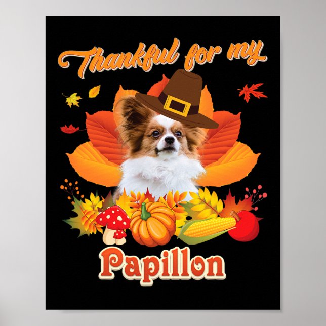 Póster Gracias por mi acción de gracias de perro de Papil (Frente)