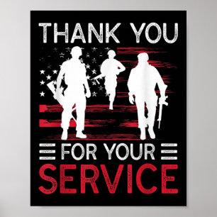 Póster Gracias Por Su Día De Conmemoración De Servicio