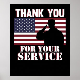 Póster Gracias por su servicio Feliz Día de los Veterano