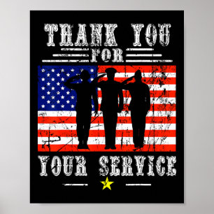 Póster Gracias por sus servicios Patriótico - Veteranos D