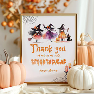 Póster Gracias por venir brujas de Halloween cumpleaños