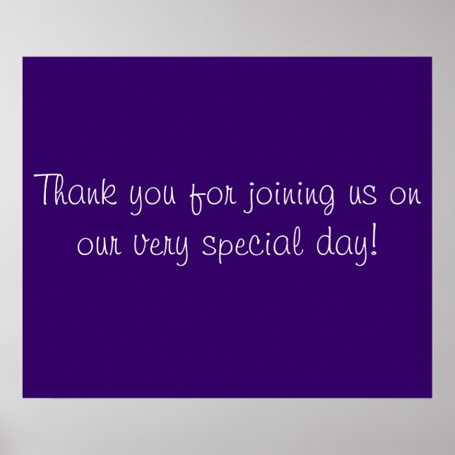 Póster Gracias por venir en morado y blanco (Frente)