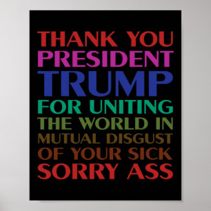 Póster Gracias Presidente Trump Por Unir Al Mundo - 