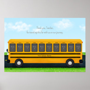 Póster Gracias profesora escuela amarilla Autobús 10 foto