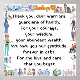 Póster Gracias, querido personal del hospital