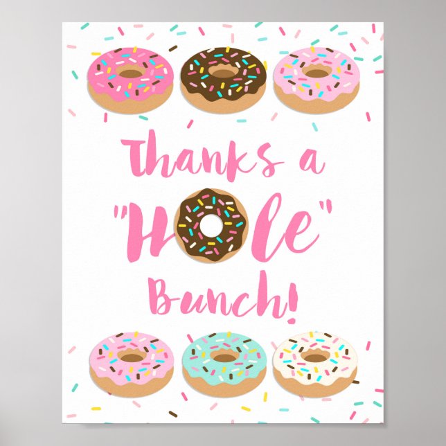 Póster Gracias Rótulo de rociado de donut rosado de Hole  (Frente)