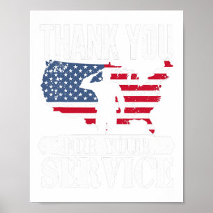 Póster Gracias Servicio Veterano Saludo Patriot Militar