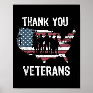 Póster Gracias, Veteranos, Día De Conmemoración De Soldad