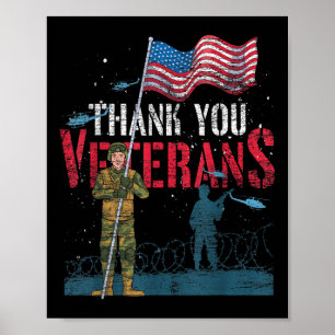 Póster Gracias Veteranos Memor de Soldado Patriótico Band