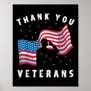 Póster Gracias veteranos soldados de la bandera de los Es