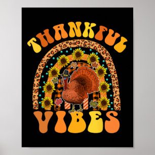 Póster GRACIAS VIBAS Rainbow Turkey Cae Retro Groovy The