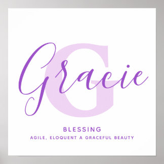 Póster Gracie name significa púrpura texto personalizado