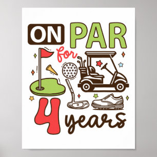 Póster Graciosa 4ª Camisa de Golf de Cumpleaños de 4 años
