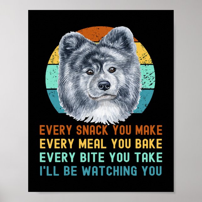 Póster Graciosa Akita Inu o Perro Kuma Inu Cada Snack y (Frente)