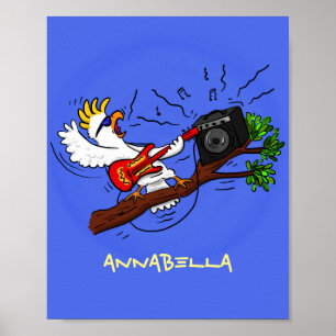 Póster Graciosa cacatúa tocando el personalizado de guita