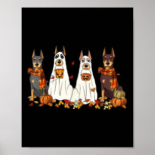 Póster Graciosa caída del fantasma del perro Doberman dej