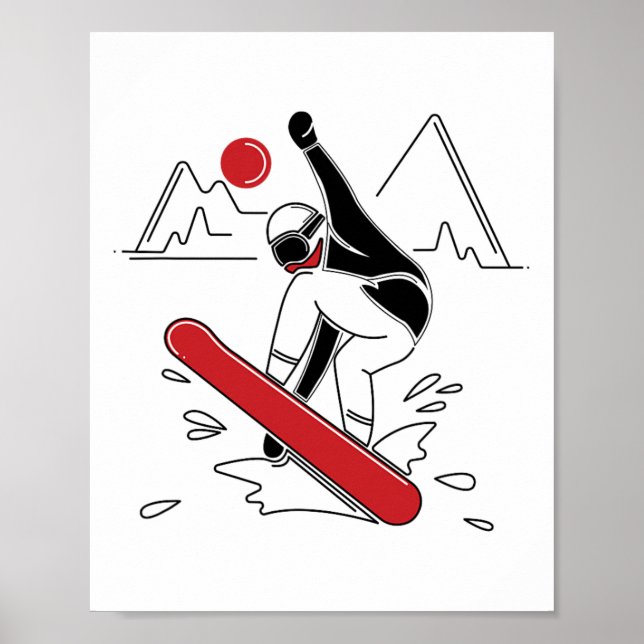 Póster Graciosa Camisa De Snowboard - Amantes De La Board (Frente)