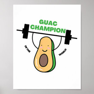 Póster Graciosa Camisa Guacamole Para Campeones Fiestas Y