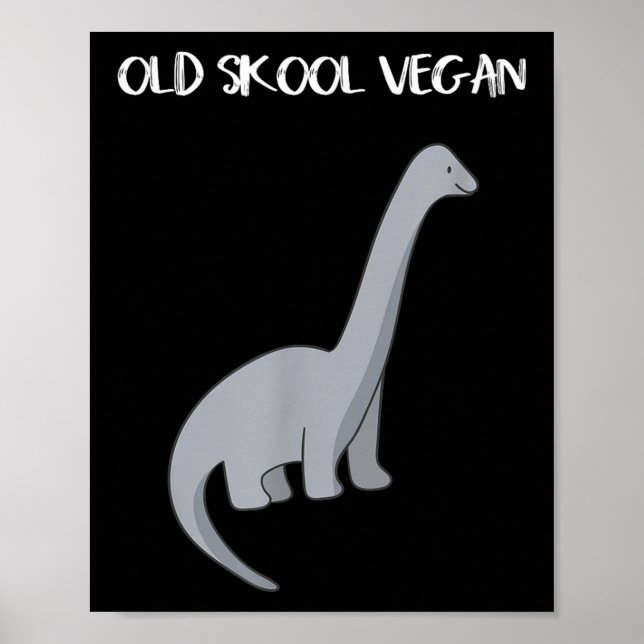 Póster Graciosa camiseta vegana con imagen de dinosaurio (Frente)